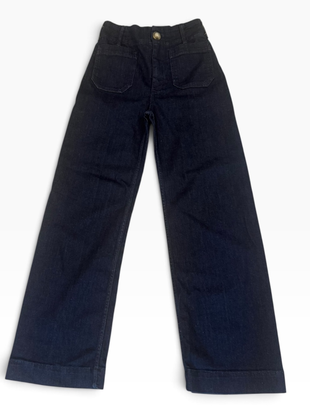 NWT Anthropologie Maeve Colette Dark Blue Wide-Leg High-Rise Jeans Size 24 Tall